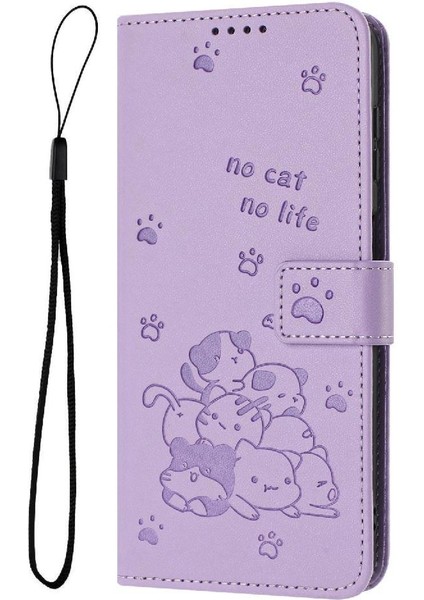 Tecno Camon 20 Pro 5g Için Flip Case Deri Cüzdan Sevimli Kedi Pu Deri (Yurt Dışından)