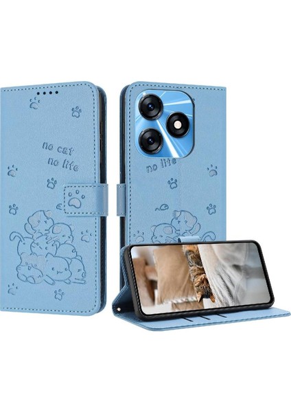 Tecno Spark 10 4g Deri Cüzdan Pu Deri Sevimli Kedi Kartı Için Flip Case (Yurt Dışından)