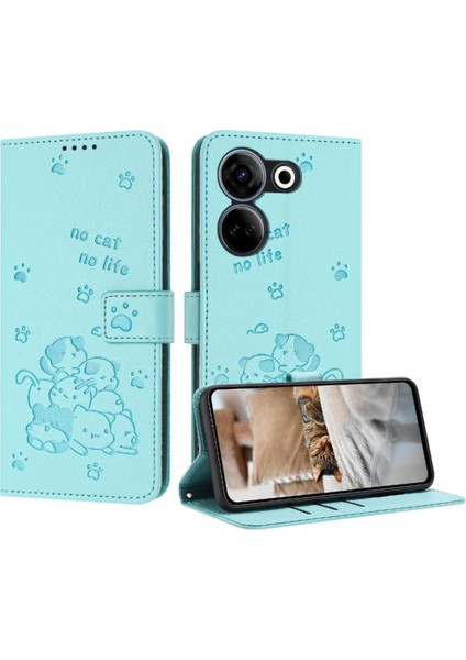 Tecno Camon 20 Deri Cüzdan Pu Deri Kart Tutucu Sevimli Için Flip Case (Yurt Dışından)