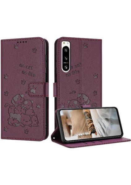 Sony Xperia 5 Iv Için Flip Case Kart Tutucu Kickstand Deri Cüzdan Pu (Yurt Dışından)