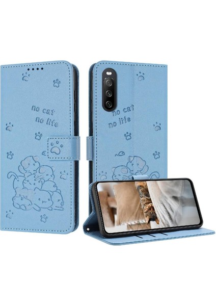 Sony Xperia 10 V 2023 Için Flip Case Sevimli Kedi Kart Tutucu Kickstand Cüzdan (Yurt Dışından)