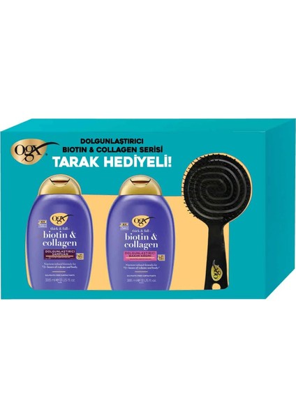 Organix Biotin&collagen Şampuan 385 ml - Saç Kremi 385 ml – Tarak Hediyeli 3'lü Set
