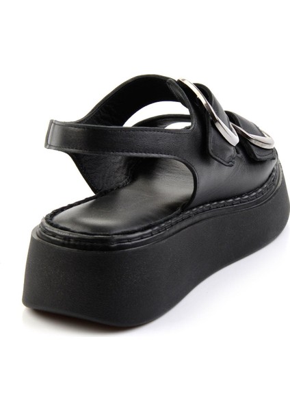 Siyah Leather Kadın Sandalet K05299117803 fırsatları