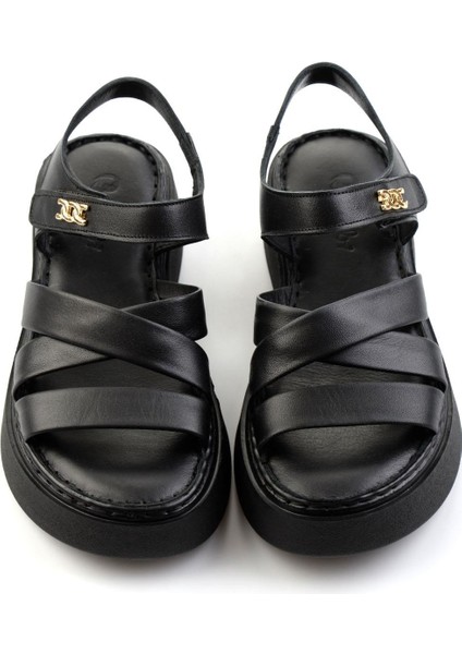 Siyah Leather Kadın Sandalet K05299113603