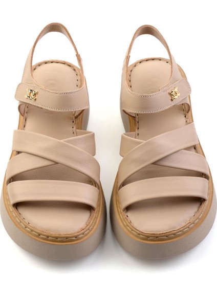 Bej Leather Kadın Sandalet K05299113603 fiyatları