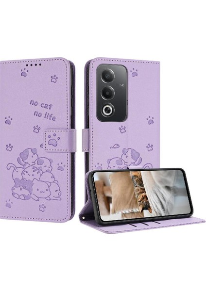 Oppo A3 Pro 5g Kart Tutucu Için Flip Case Kickstand Sevimli Kedi Pu Deri (Yurt Dışından)