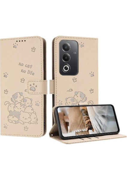Oppo A3 Pro 5g Kart Tutucu Için Flip Case Kickstand Sevimli Kedi Pu Deri (Yurt Dışından)