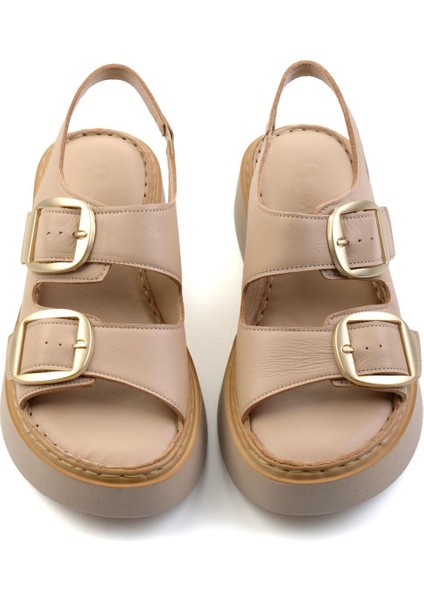 Bej Leather Kadın Sandalet K05299117803 fiyatları