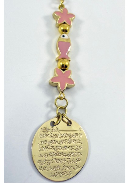 Pembe Lotus Çiçeği Balıklı Metal Ayetel Kürsi Altın Renkli Araba Dikiz Ayna Süsü fiyatları