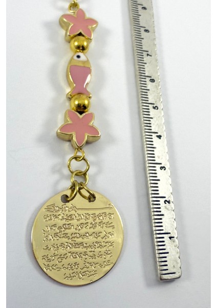 Pembe Lotus Çiçeği Balıklı Metal Ayetel Kürsi Altın Renkli Araba Dikiz Ayna Süsü modelleri