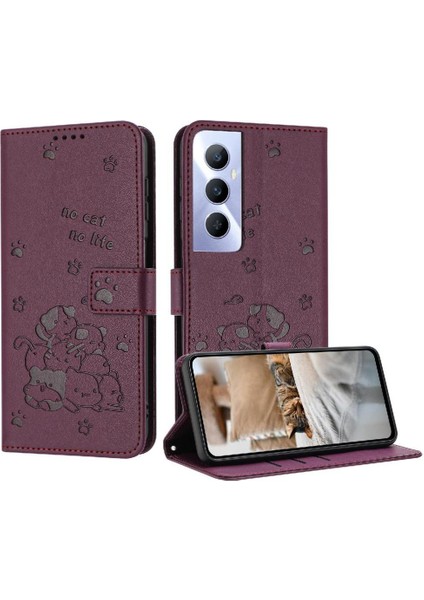 Realme C65 4g Için Flip Case Deri Cüzdan Kart Tutucu Kickstand Pu Sevimli (Yurt Dışından)