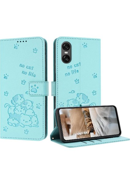 Sony Xperia 10 Vı Için Flip Case Kart Tutucu Kickstand Sevimli Kedi Deri Pu (Yurt Dışından)