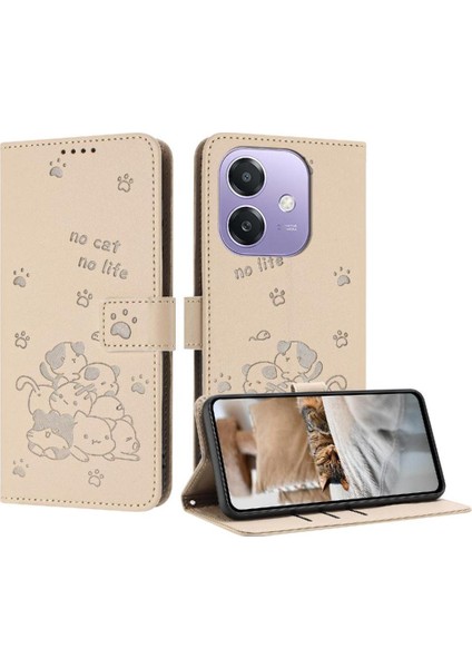 Oppo A3 4g Için Flip Case/5g Pu Deri Sevimli Kedi Deri Cüzdan Kart (Yurt Dışından)
