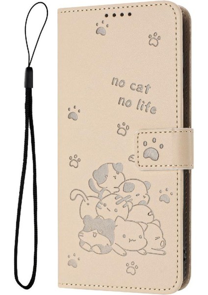 Oppo A3 4g Için Flip Case/5g Pu Deri Sevimli Kedi Deri Cüzdan Kart (Yurt Dışından)