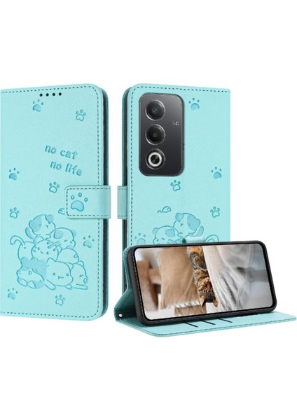 Oppo A3 Pro 5g Kart Tutucu Için Flip Case Kickstand Sevimli Kedi Pu Deri (Yurt Dışından)