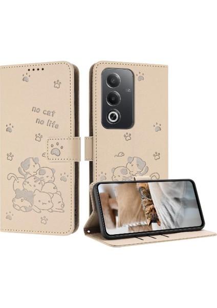 Oppo A80 5g Kart Tutucu Için Flip Case Kickstand Sevimli Kedi Pu Deri (Yurt Dışından)