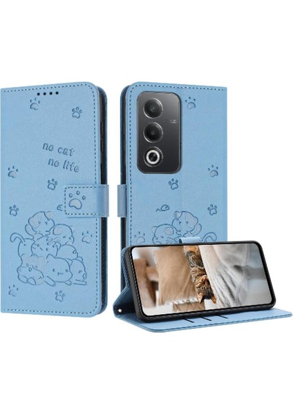 Oppo A80 5g Kart Tutucu Için Flip Case Kickstand Sevimli Kedi Pu Deri (Yurt Dışından)