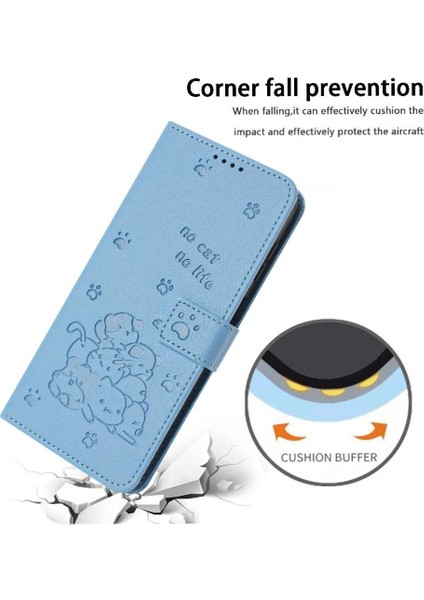 Realme C55 Sevimli Kedi Kart Tutucu Kickstand Pu Deri Için Flip Case (Yurt Dışından)