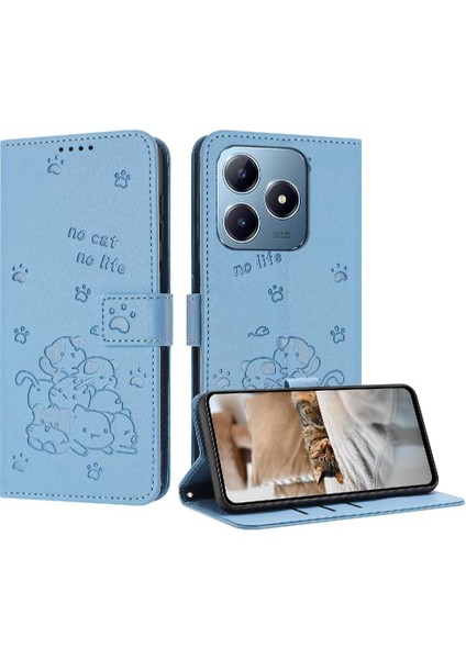 Realme C63 4g Pu Deri Sevimli Kedi Kart Tutucu Kickstand Için Flip Case (Yurt Dışından)