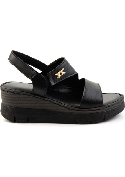 Siyah Leather Kadın Sandalet K05299112703