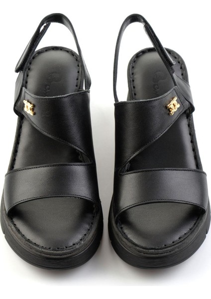 Siyah Leather Kadın Sandalet K05299112703 fiyatları