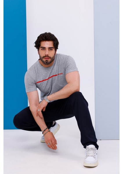Erkek Battal Beden Amerikan Pike Kumaş Gri Bisiklet Yaka T-Shirt Alt-Üst Takımı - 133 fiyatları
