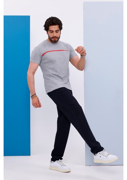 Erkek Battal Beden Amerikan Pike Kumaş Gri Bisiklet Yaka T-Shirt Alt-Üst Takımı - 133 indirimleri