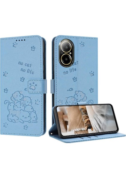 Realme C67 4g Pu Deri Kart Tutucu Kickstand Deri Kedi Için Flip Case (Yurt Dışından)