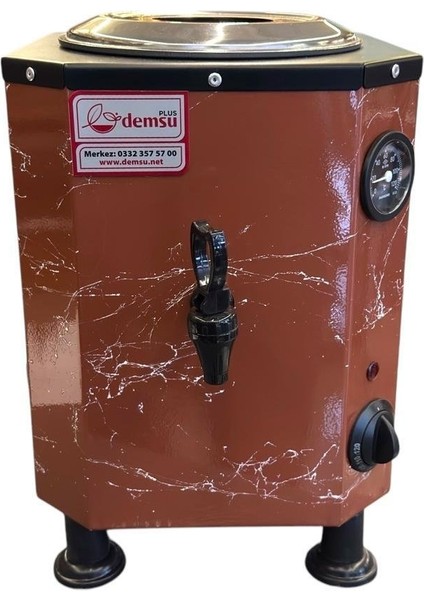Demsu 1 Demlikli Süpermini Elektrikli Kahverengi Mermer Desenli Çay Kazanı 10 Litre