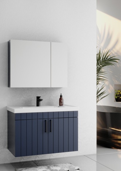 Lizbon 80 cm Lake Lacivert Banyo Dolabı