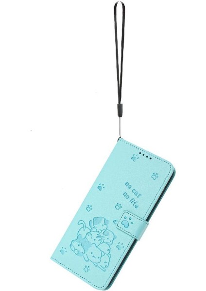 Oppo Flip 11F 5g Için Flip Case Pu Deri Sevimli Kedi Deri Cüzdan Kart (Yurt Dışından)