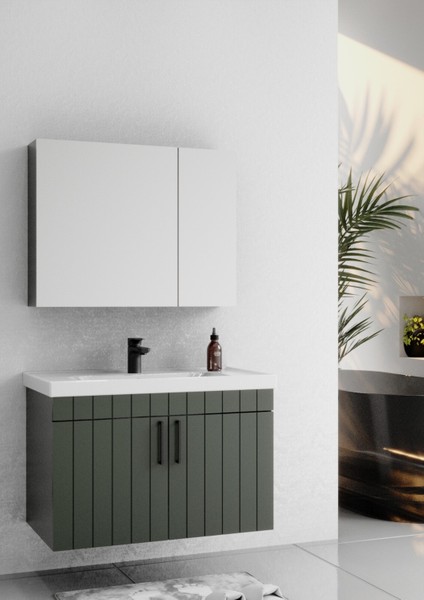 Lizbon 80 cm Lake Yeşil Banyo Dolabı