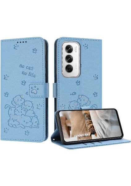 Oppo Flip 12 5g Için Flip Case Sevimli Kedi Deri Cüzdan Pu Deri Kart (Yurt Dışından)