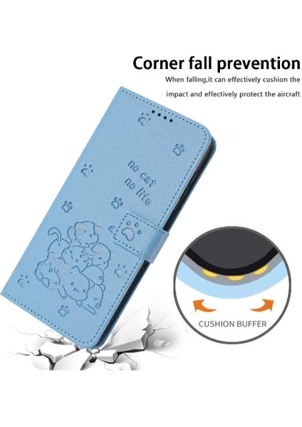 Oppo Flip 12 5g Için Flip Case Sevimli Kedi Deri Cüzdan Pu Deri Kart (Yurt Dışından)