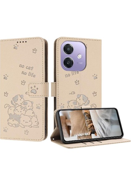 Oppo A40 4g Kart Tutucu Kickstand Pu Deri Deri Sevimli Için Flip Case (Yurt Dışından)