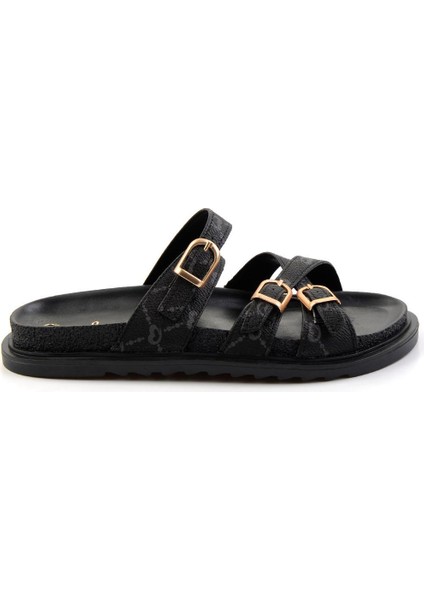 Siyah Kadın Terlik Düz Topuklu Konforlu Tasarım Hafif Kullanım İçin