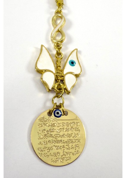 Mineli Beyaz Kelebek Metal Ayetel Kürsi Altın Renkli Araba Dikiz Ayna Süsü fiyatları