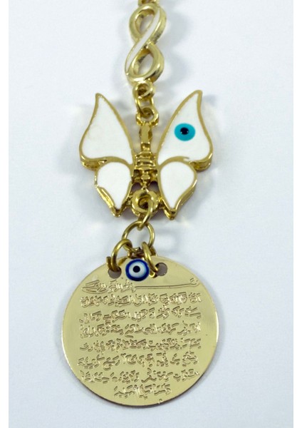 Mineli Beyaz Kelebek Metal Ayetel Kürsi Altın Renkli Araba Dikiz Ayna Süsü fırsatları