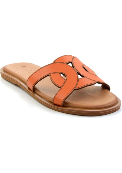 Turuncu Leather Kadın Terlik K04507240103