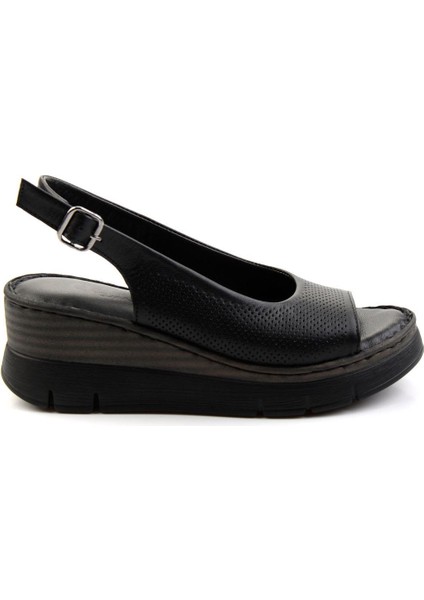 Siyah Leather Kadın Sandalet K05299112603