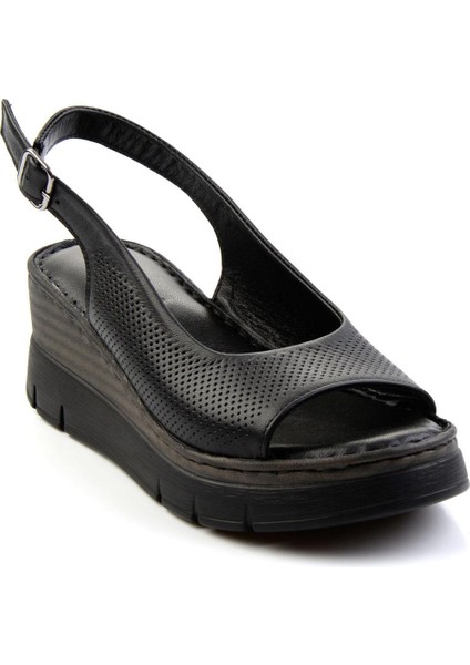 Siyah Leather Kadın Sandalet K05299112603