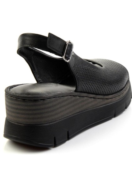 Siyah Leather Kadın Sandalet K05299112603