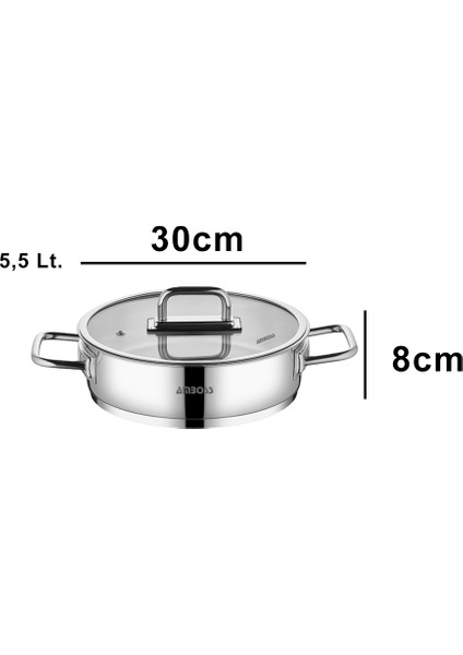 Paslanmaz Çelik Cam Kapaklı Basık Tencere 30x8 cm fırsatları