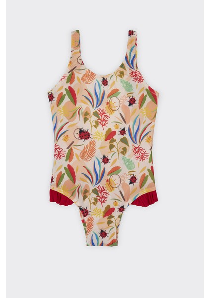 Kız Çocuk Çiçek Desenli Mayo