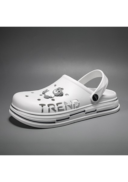 2025 Yeni Delik Erkek Kore Versiyonu Içi Boş Karikatür Baotou Yarım Terlik Moda Dış Kısmı Kalın Tabanlı Bahçe Ayakkabıları (Yurt Dışından)