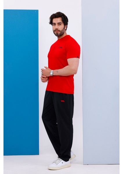 Erkek Battal Beden Kırmızı Bisiklet Yaka T-Shirt Alt-Üst Takımı - 101 fırsatları