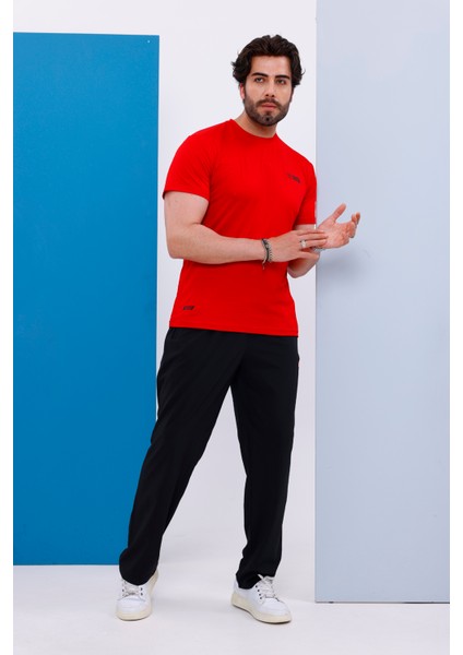 Erkek Battal Beden Kırmızı Bisiklet Yaka T-Shirt Alt-Üst Takımı - 101 modelleri