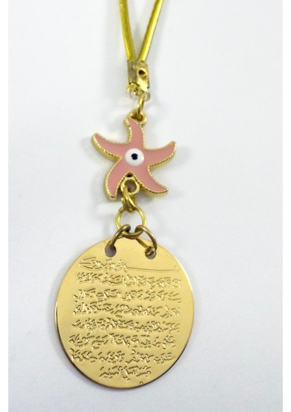 Pembe Deniz Yıldızı Metal Ayetel Kürsi Altın Renkli Araba Dikiz Ayna Süsü fırsatları