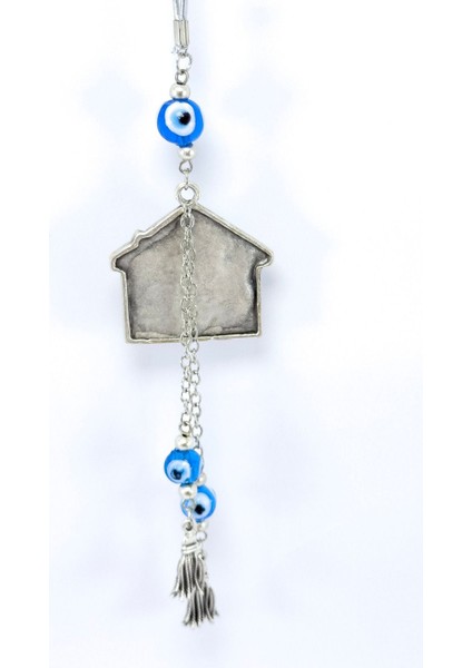 El Yapımı Cam Nazar Boncuklu Metal Eskitme Ev Salkım Nazarlı Araba Dikiz Ayna Süsü