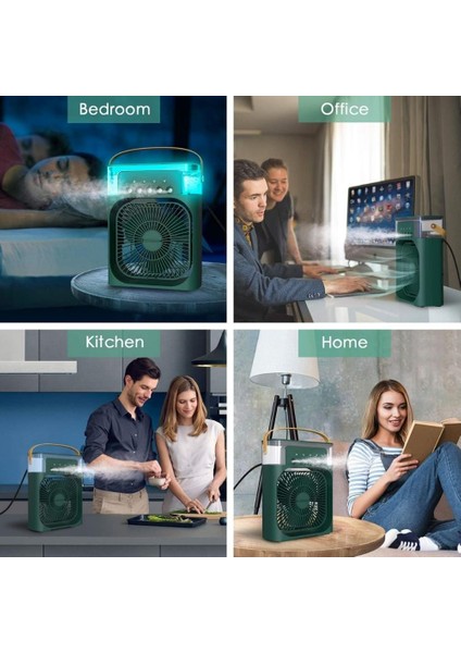 Minimalist Beyaz Taşınabilir Nemlendiricili Vantilatör – LED Gece Lambası ve Sessiz Çalışma modelleri